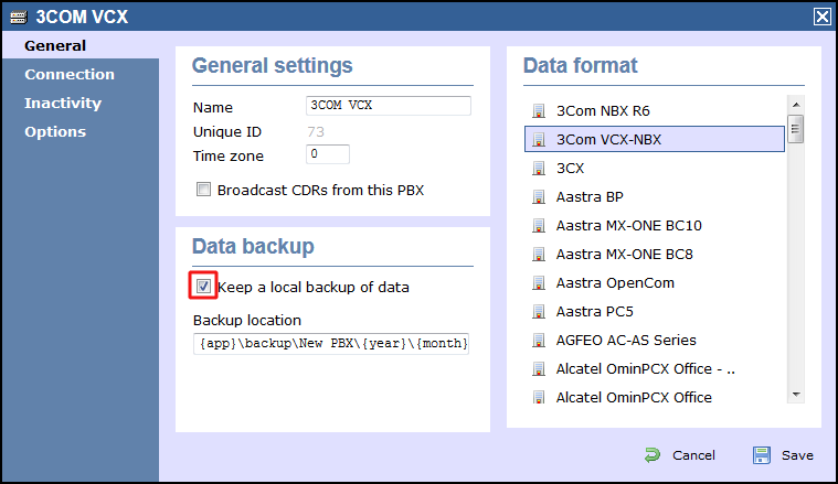 TIM Enterprise PBX General Properties