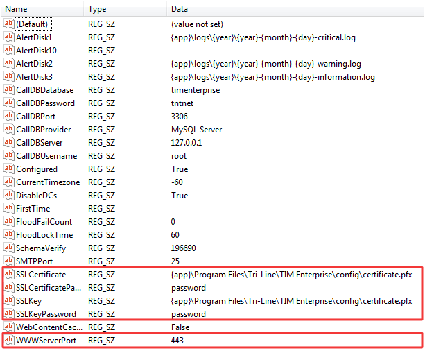 ssl registry settings