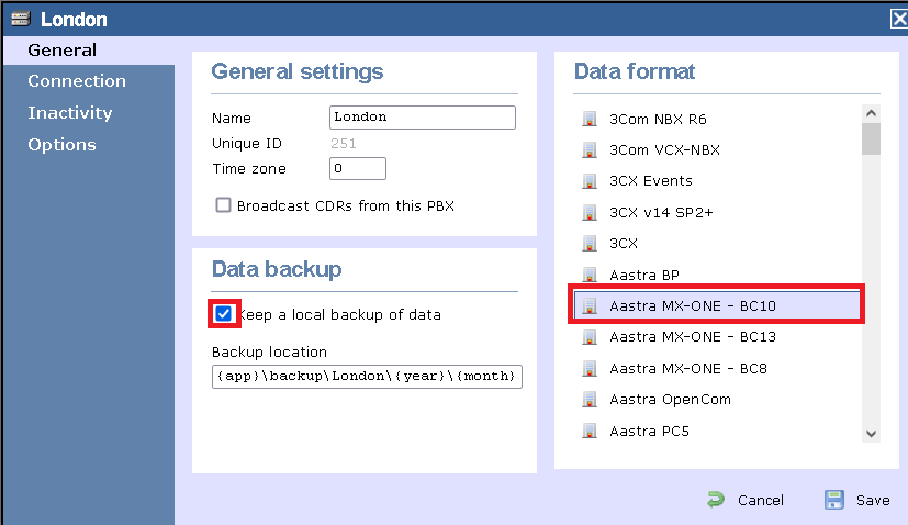 TIM Enterprise PBX General Properties