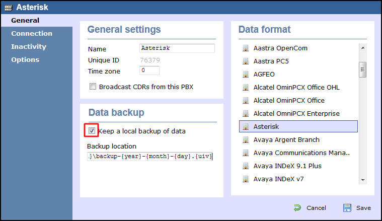 TIM Enterprise PBX General Properties