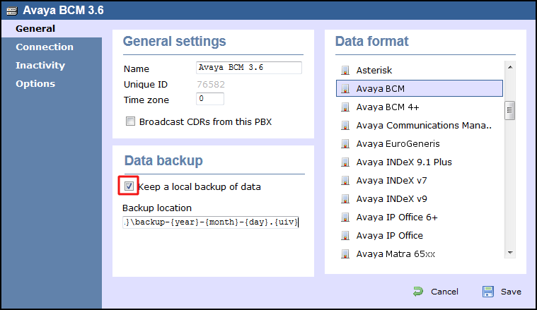 TIM Enterprise PBX General Properties