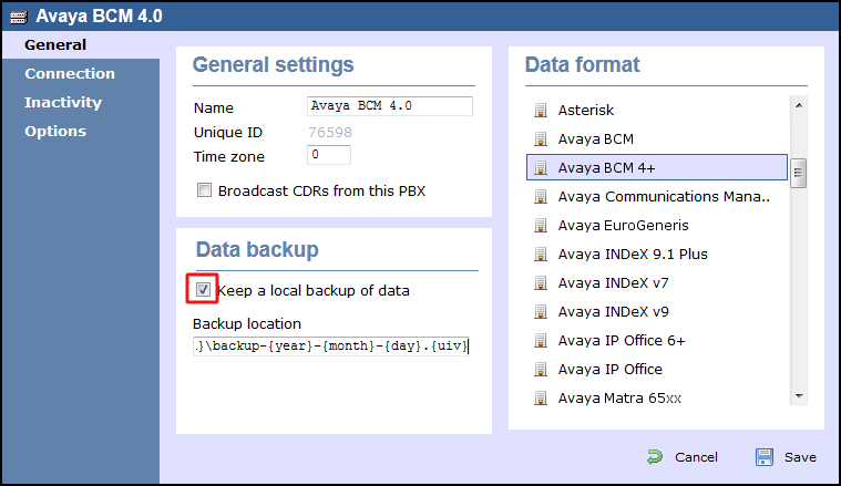 TIM Enterprise PBX General Properties