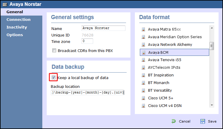 TIM Enterprise PBX General Properties