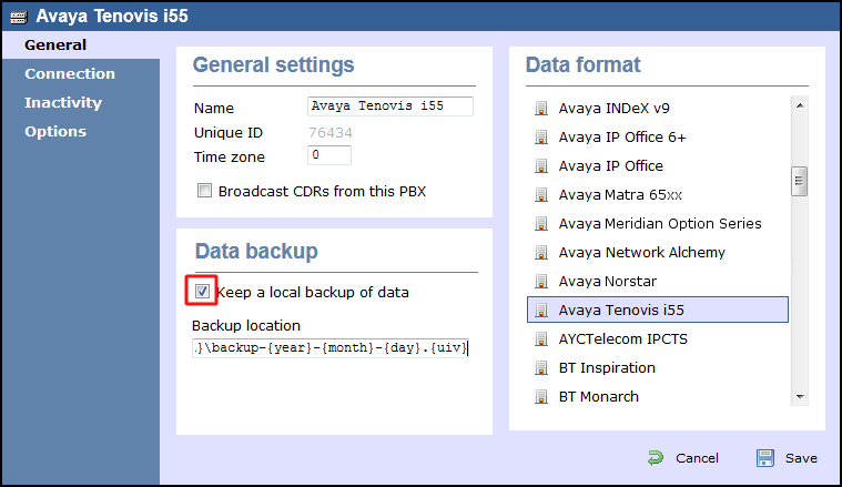 TIM Enterprise PBX General Properties