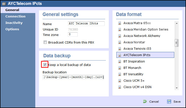 TIM Enterprise PBX General Properties