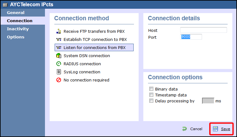 TIM Enterprise PBX Connection Properties