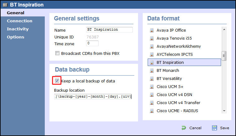 TIM Enterprise PBX General Properties