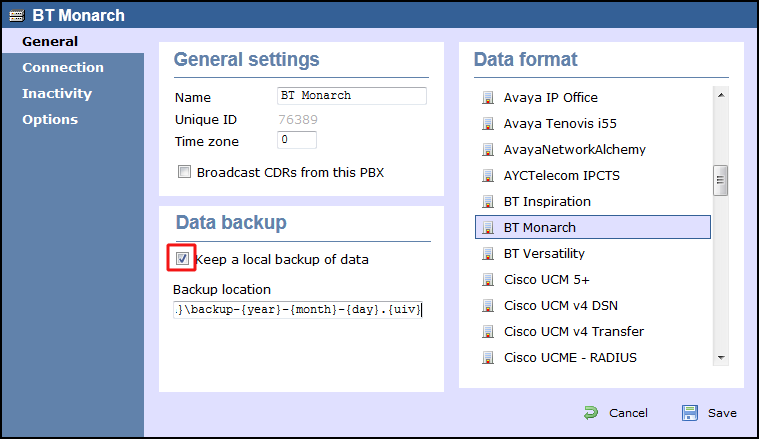 TIM Enterprise PBX General Properties