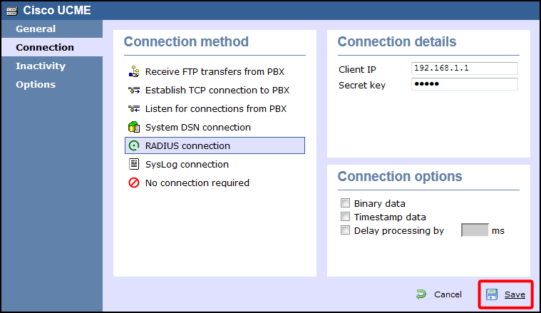 TIM Enterprise PBX Connection Properties