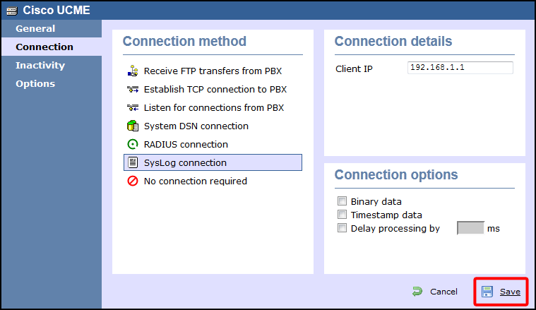 TIM Enterprise PBX Connection Properties