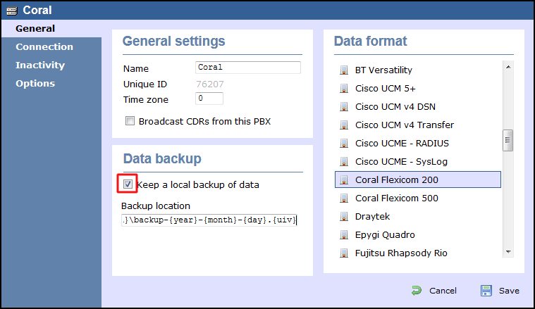 TIM Enterprise PBX General Properties