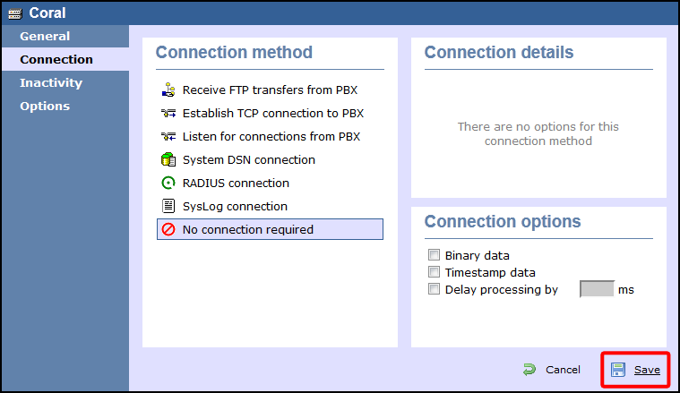 TIM Enterprise PBX Connection Properties