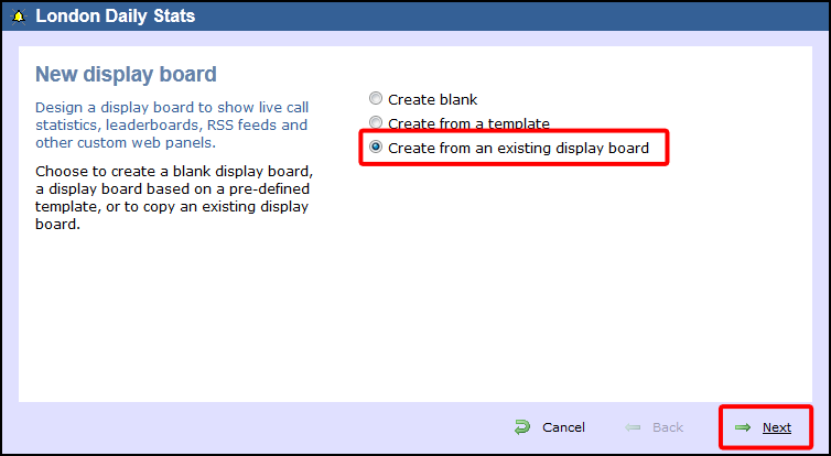 create from existing display board