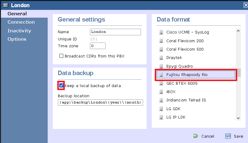 TIM Enterprise PBX General Properties