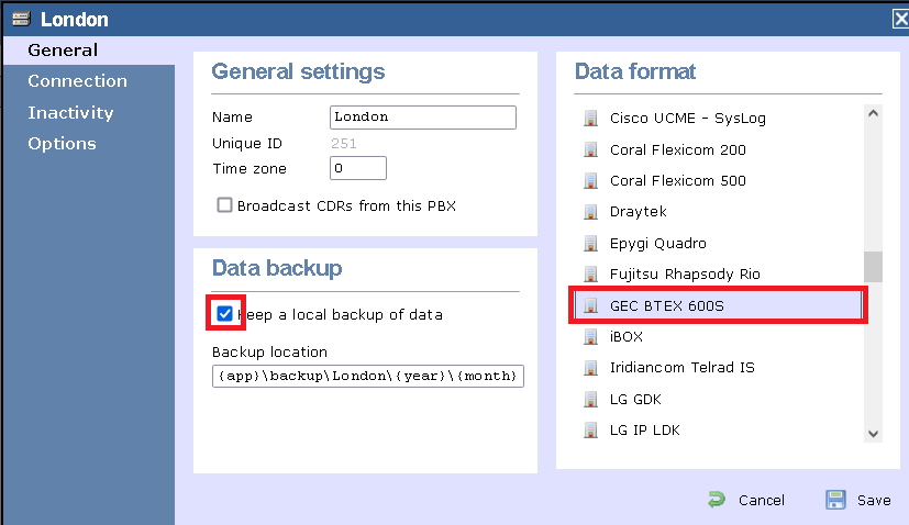 TIM Enterprise PBX General Properties