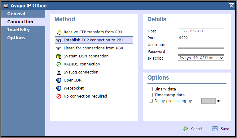 TIM Enterprise PBX Connection Properties