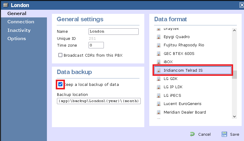 TIM Enterprise PBX General Properties