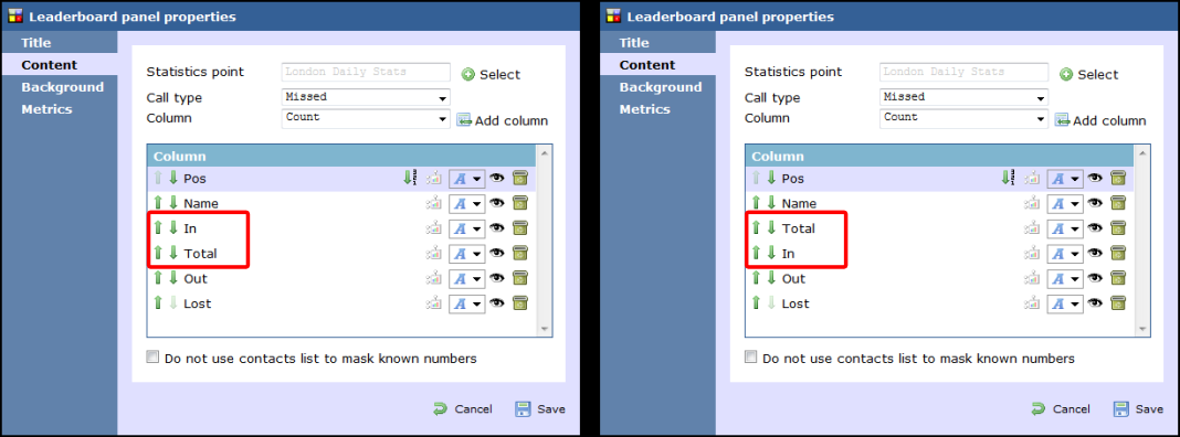 leaderboard panel properties