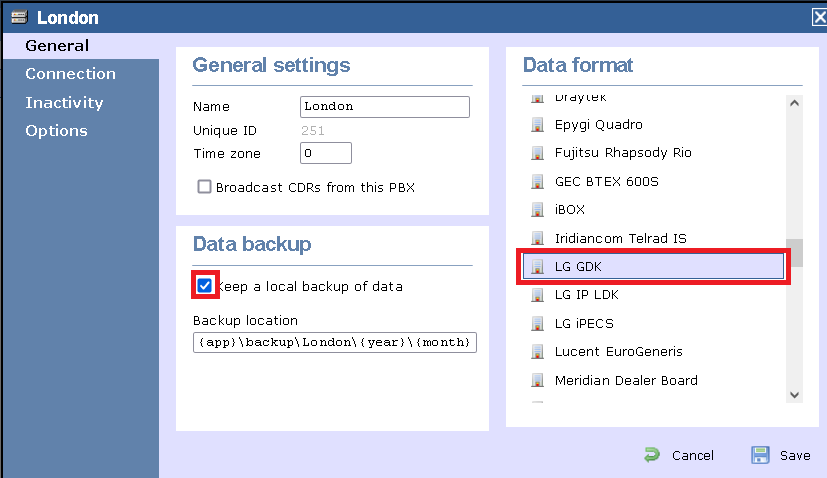 TIM Enterprise PBX General Properties