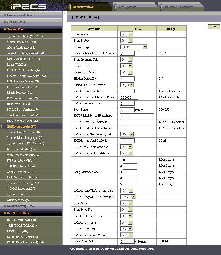 populated smdr attributes