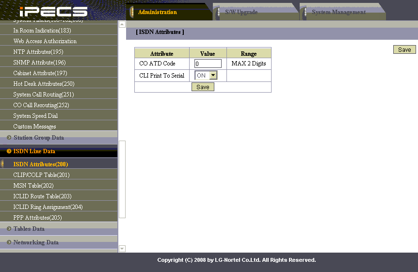 isdn attributes