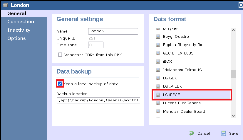 TIM Enterprise PBX General Properties