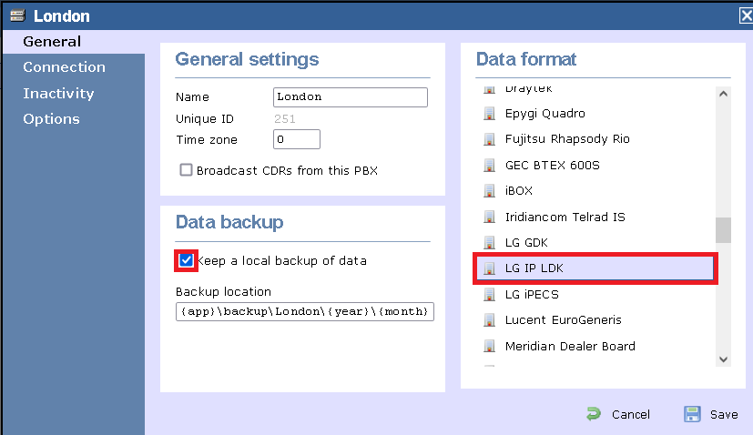 TIM Enterprise PBX General Properties