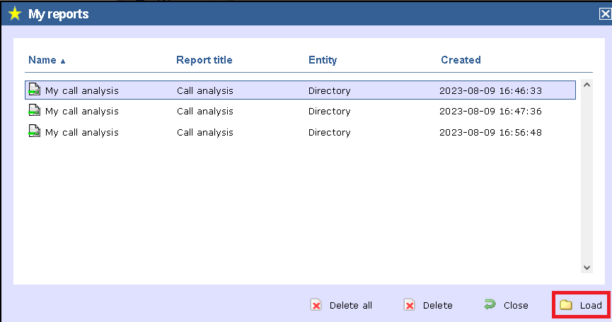 Load report list