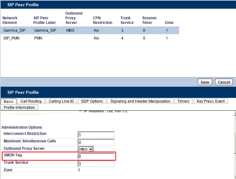 Mitel 3300 SIP Peer Profile Options