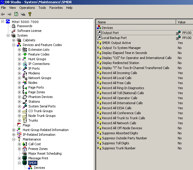 Mitel 500-7000 SMDR Options