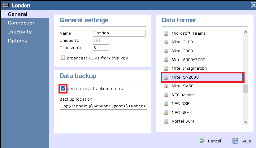 TIM Enterprise PBX General Properties