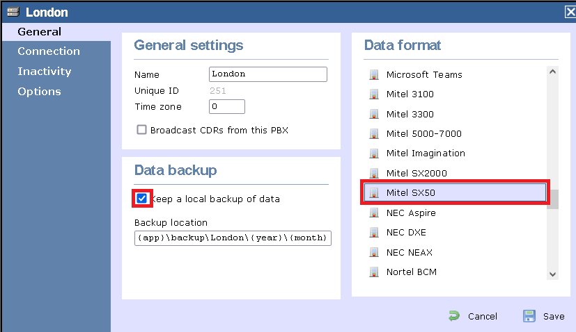 TIM Enterprise PBX General Properties