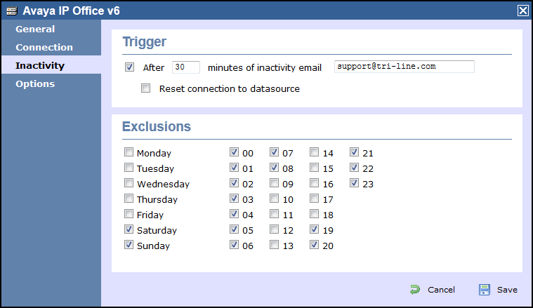 inactivity pbx options