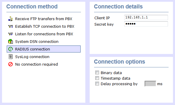 radius pbx connection