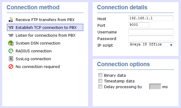 tcp pbx connection