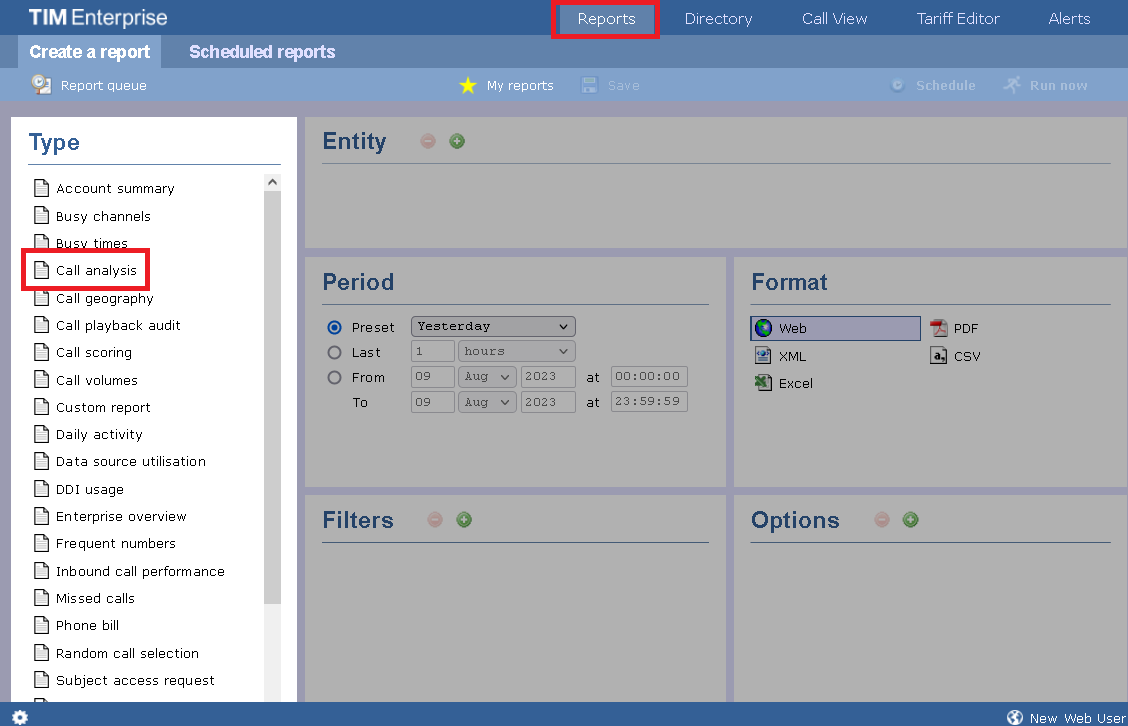 Running reports on demand