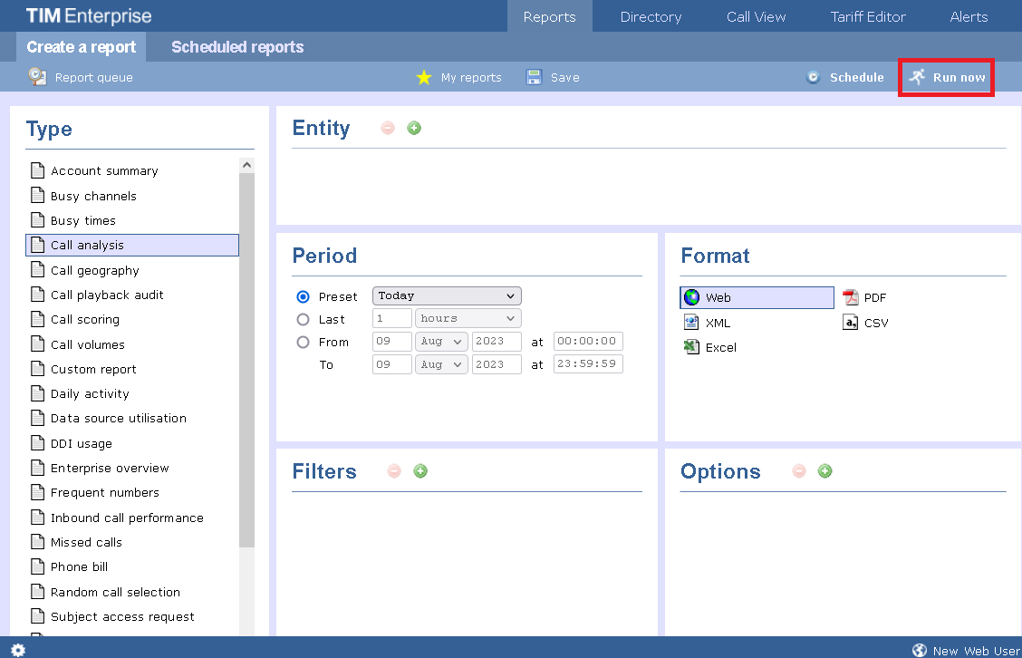 Running reports on demand