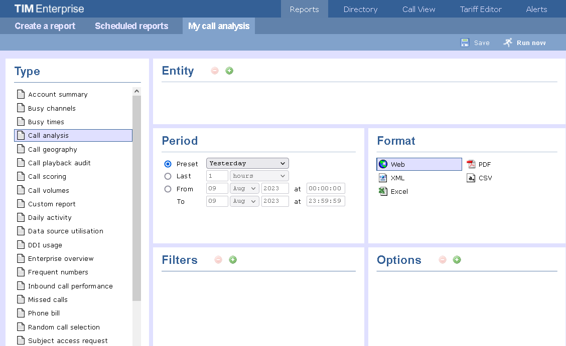 Editing scheduled report definition - step 2