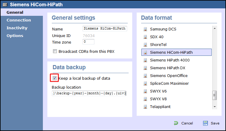 TIM Enterprise PBX General Properties