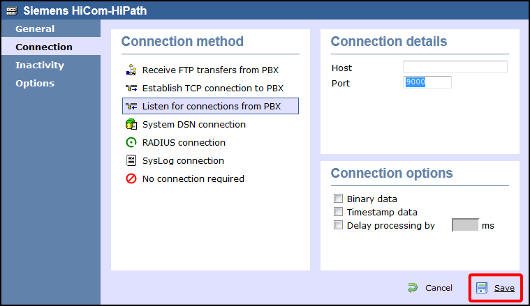 TIM Enterprise PBX Connection Properties