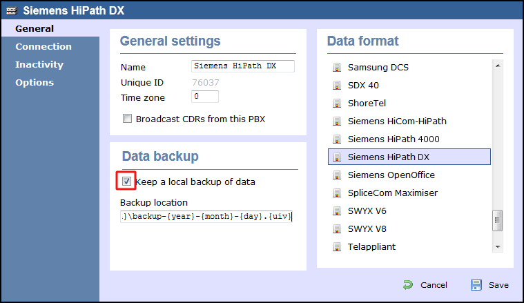 TIM Enterprise PBX General Properties