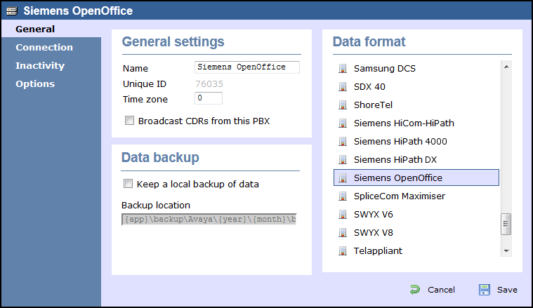 TIM Enterprise PBX General Properties