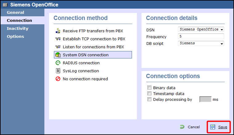 TIM Enterprise PBX Connection Properties