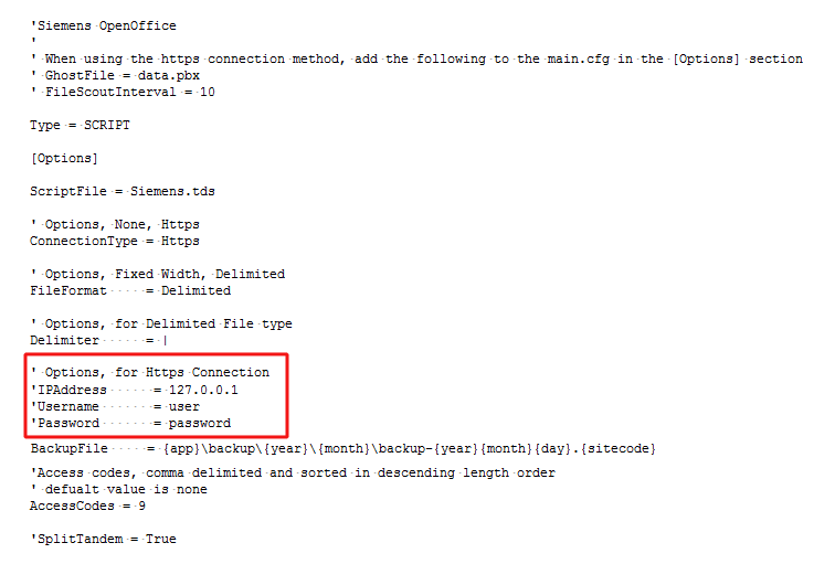 interface file username and password