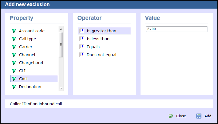 stats collector filter properties