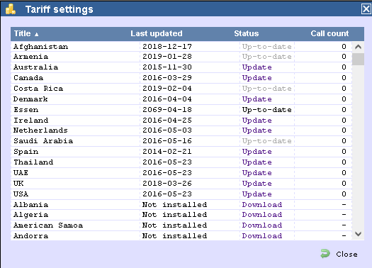 tariff settings