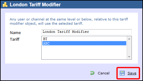 Tariff Modifier properties