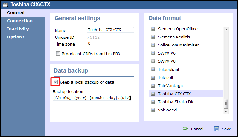 TIM Enterprise PBX General Properties