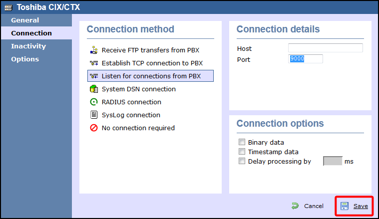 TIM Enterprise PBX Connection Properties