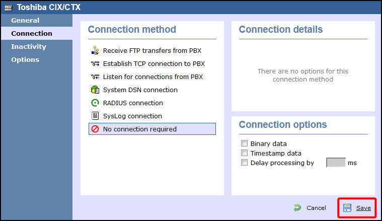 TIM Enterprise PBX Connection Properties